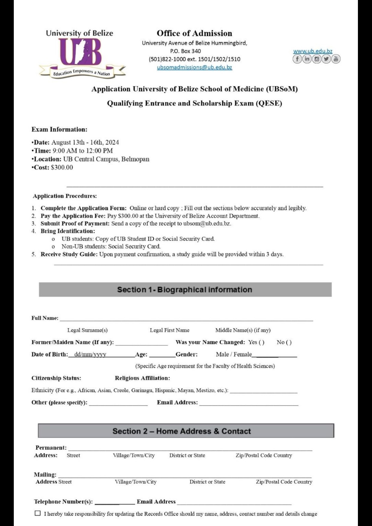 UB School of Medicine Application